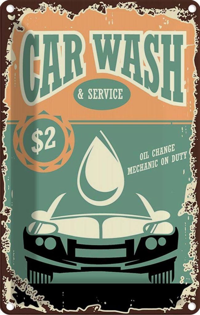 vianmo Blechschild 18x12 cm Car Wash Service mechanic on duty Warnschild Hinweisschild Sicherheit Vorsicht