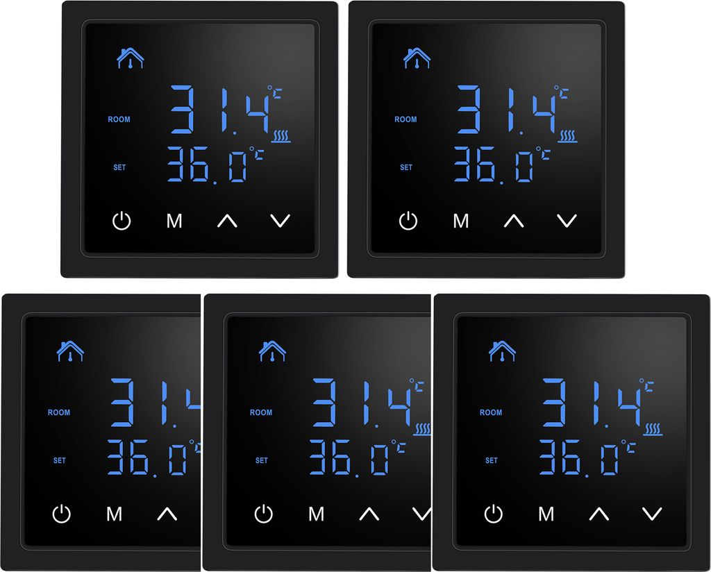 5X Smart Thermostat 16A Raumthermostat elektrische Heizungssteuerung Fußbodenheizung, mit LED-Touchscreen, für zu Hause Büros Einkaufszentren Ho...