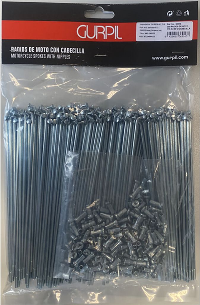 Gurpil 36952 90o Speichen 200 Einheiten Silber 120 x 3.50 mm Silber 120 x 3.50 mm