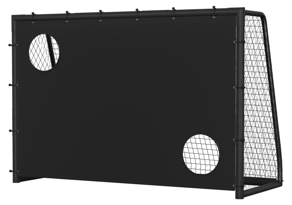 Vigevee Fußballtor 300 x 200 x 120 cm – Großes Fußballtor aus Metall mit Torwand & Netz, für Garten, Training & Outdoor, Schwarz