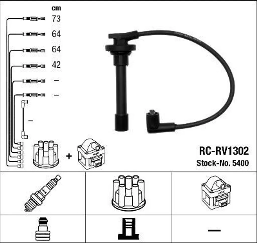 Kit Cavi Candela NGK 5400 - Per Honda Prelude 32700-P0D-000 | Ricambi OE