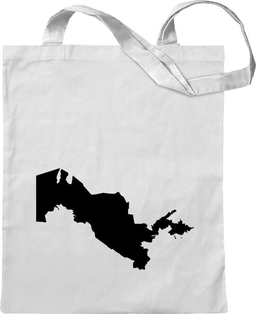 Kiwistar - Baumwolltasche - weiss - Usbekistan Umriss Kontur - Tragetasche Stoffbeutel Umhängetasche Langer Henkel
