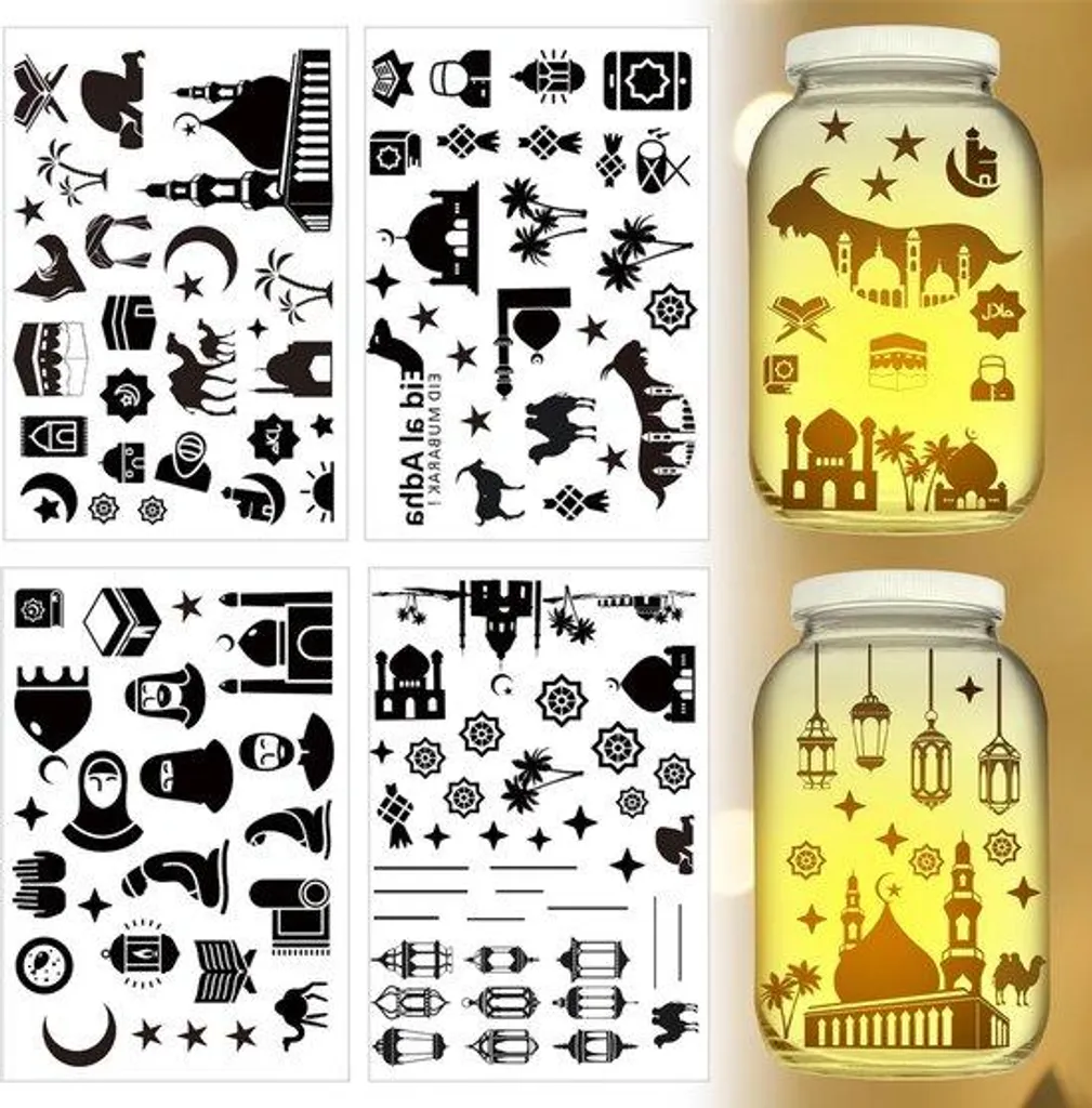 Feuilles de verre Eid Mubarak (111 pièces) - Déco Ramadan Kareem