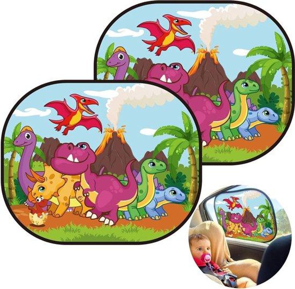 Sonnenschutz Auto 2teilig Babyschutz Dino UV Schutz
