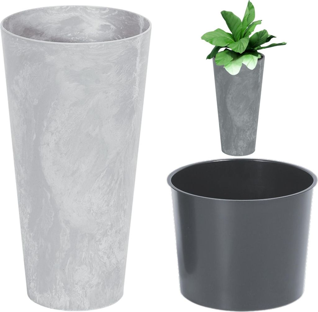 Květináč TUBUS SLIM BETON EFFECT s vkladem 30 cm - barva: Image du produit 