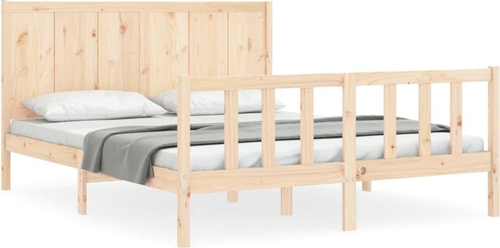 vidaXL Massivholzbett mit Kopfteil