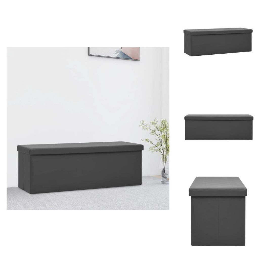 vidaXL Faltbare Sitzbank mit Stauraum Grau PVC - Truhen- & Flurbänke