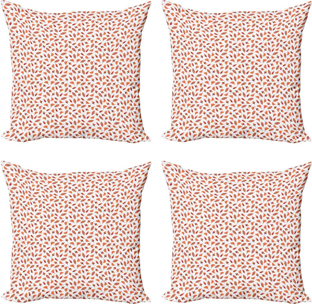 ABAKUHAUS Herbst Kissenbezug Set (4 Stück), Saisonale Blätter Kegel Acorn, Moderner Doppelseitiger Digitaldruck, 45 cm x 45 cm, Burnt Sienna Zimt