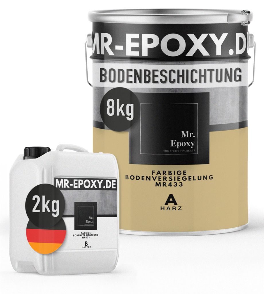 Mr. Epoxy Epoxidharz Bodenbeschichtung (10 kg,RAL 1001 Beige) - 2K Betonfarbe für Garagen, Keller & Werkstatt Boden - Flüssigkunststoff Epoxid Gr...