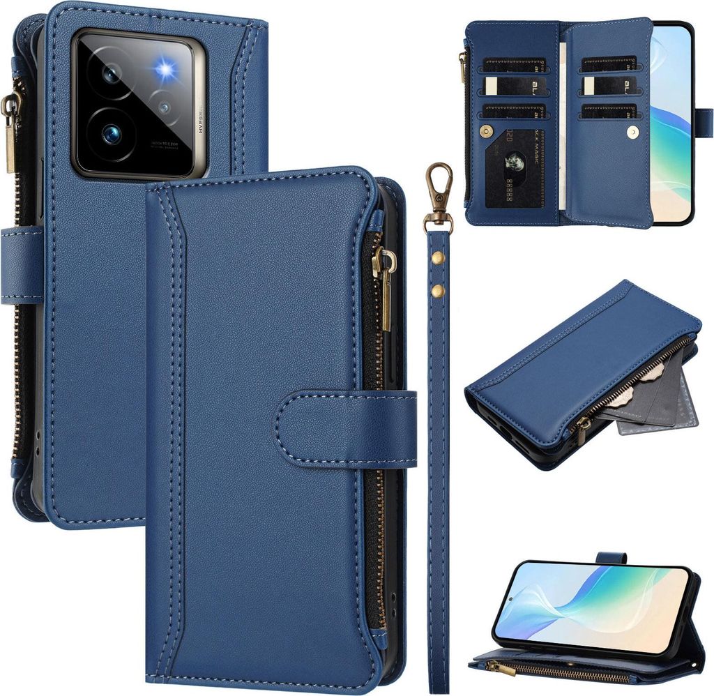 Handyhülle für Realme GT 7 Pro/GT 7 Pro Racing Reißverschluss Geldbörse Kunstleder Klapphülle mit Kartensteckplatz, Ständer, Handschlaufe Dun...