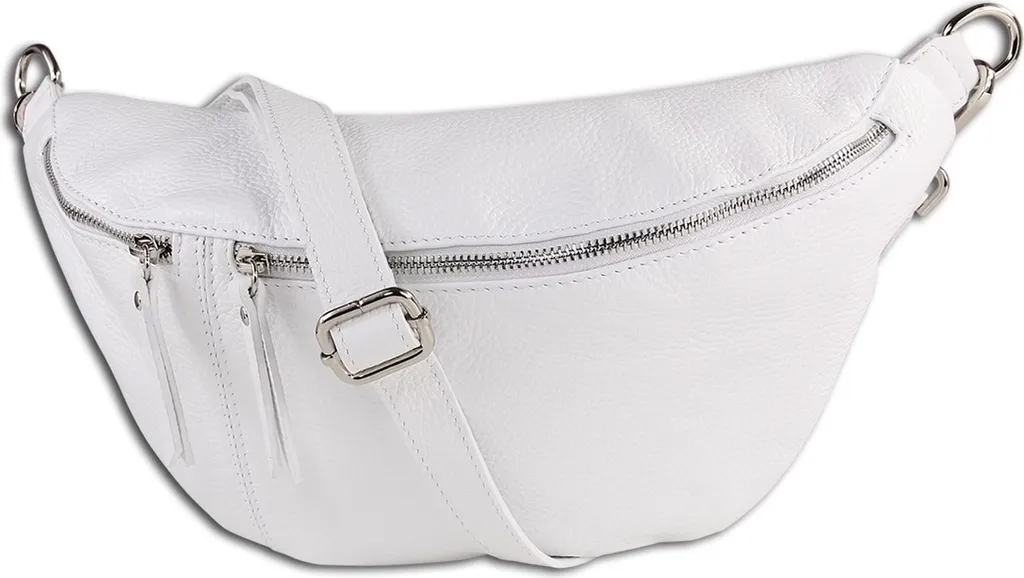 Toscanto OTT820BW Sac Banane Noir en Cuir Véritable pour Femme et Homme