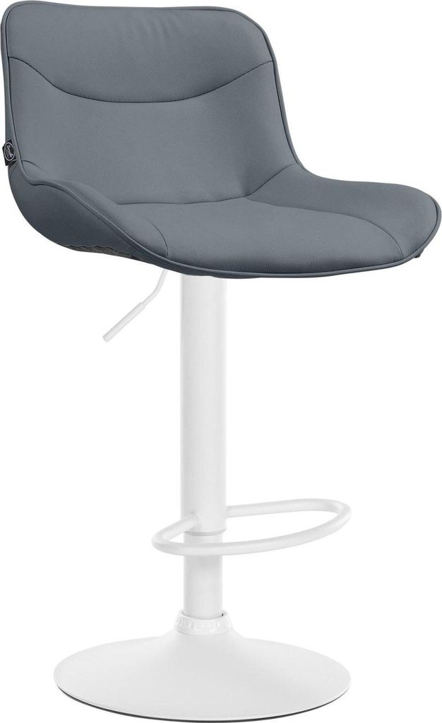 Barhocker aus Kunstleder - Designhocker - Ergonomischer Komfort, höhenverstellbar | Farbe: Grau | Grundfarbe: weiß