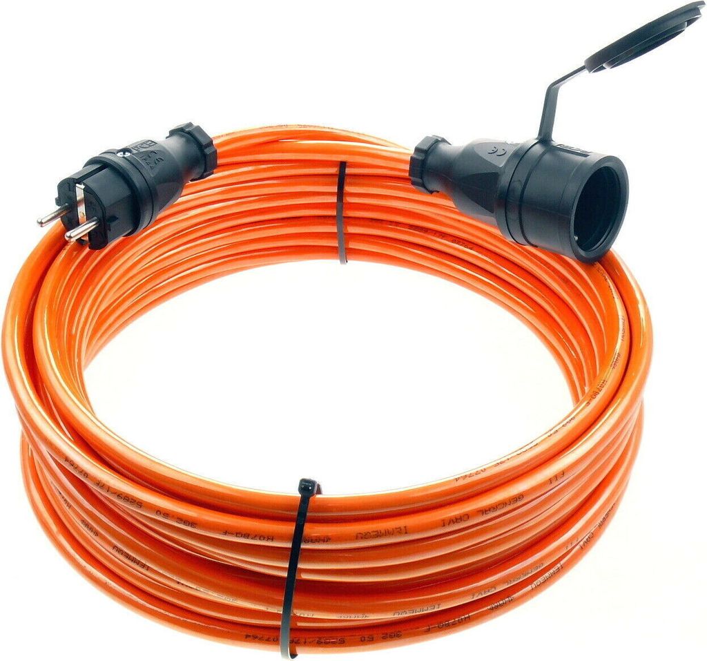 Schuko Vollgummi Verlängerungskabel H07BQ-F 3x2,5 mm² 3x1,5 mm² IP54 16A , Querschnitt:3G1.5mm², Länge:25m