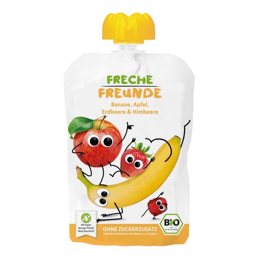 BANANEN-APFEL-ERDBEER-HIMBEER-MOUSSE OHNE ZUCKERZUSATZ Produktbild 
