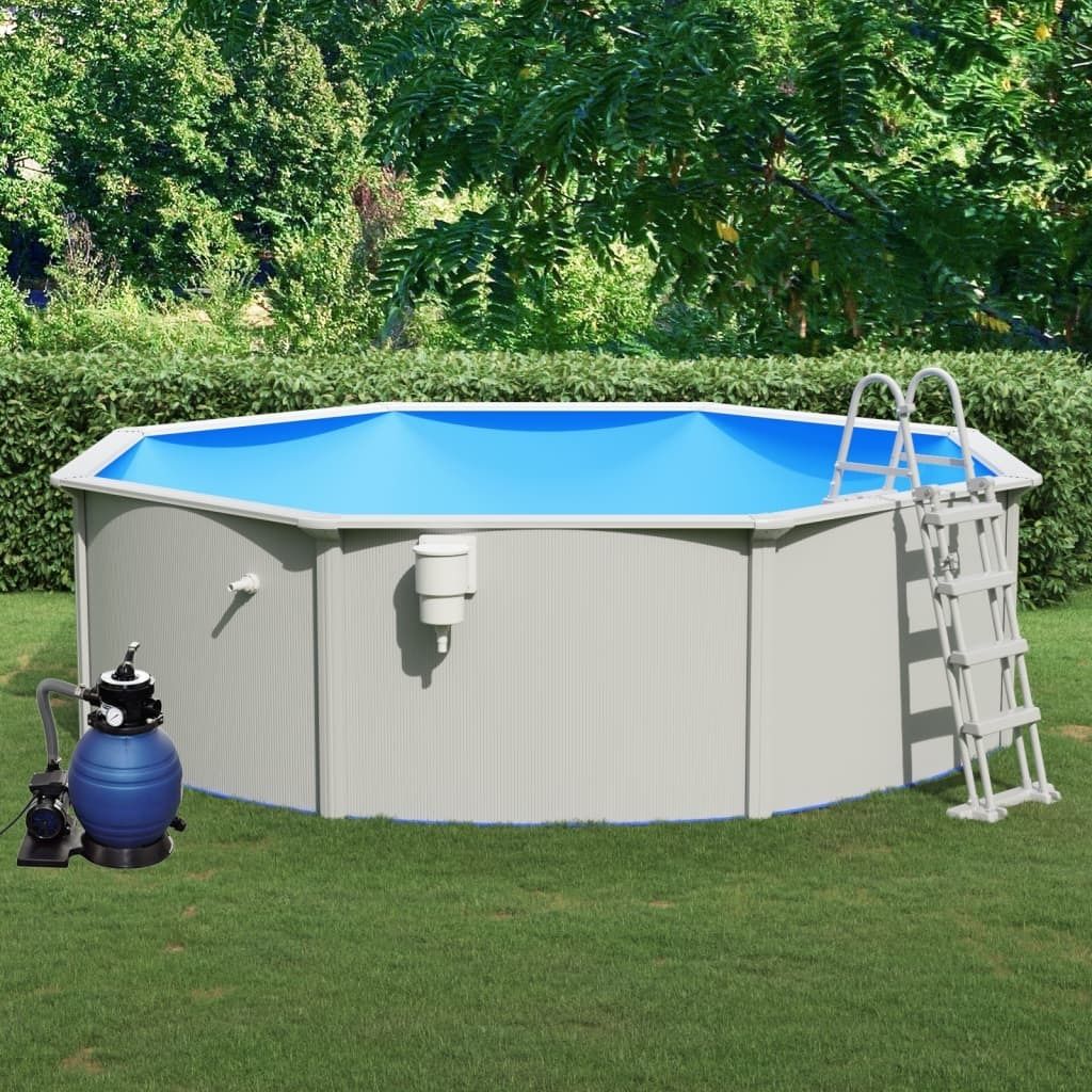 The Living Store Pool mit Sandfilterpumpe und Leiter 460x120 cm