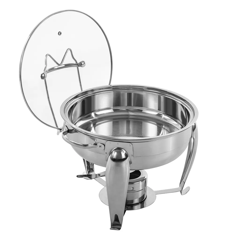Chafing Dish en Acier Inoxydable Argent avec Couvercle de 4L - 11