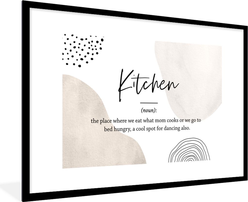 MuchoWow Gerahmtes Poster Sprichwörter - Küche - Definition der Küche - Zitate - Wörterbuch 90x60 cm - Poster mit Schwarzem Bilderrahmen Wand...