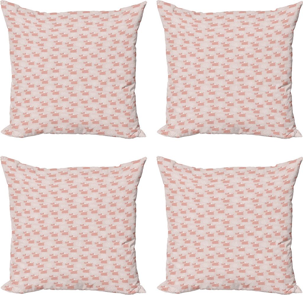 ABAKUHAUS Hund Kissenbezug Set (4 Stück), Abstrakt Welpen Hunde mit Punkten, Moderner Doppelseitiger Digitaldruck, 45 cm x 45 cm, Dark Salmon Weiß