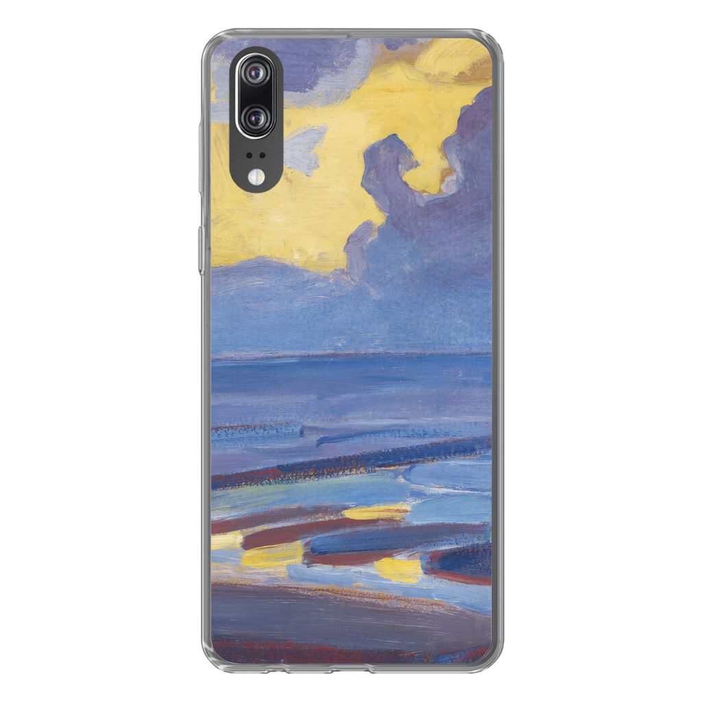 MuchoWow Handyhülle Schutzhülle Hülle für Huawei P20 Am Meer - Piet Mondrian Silikon Softcase Handy Hülle - Hardcover