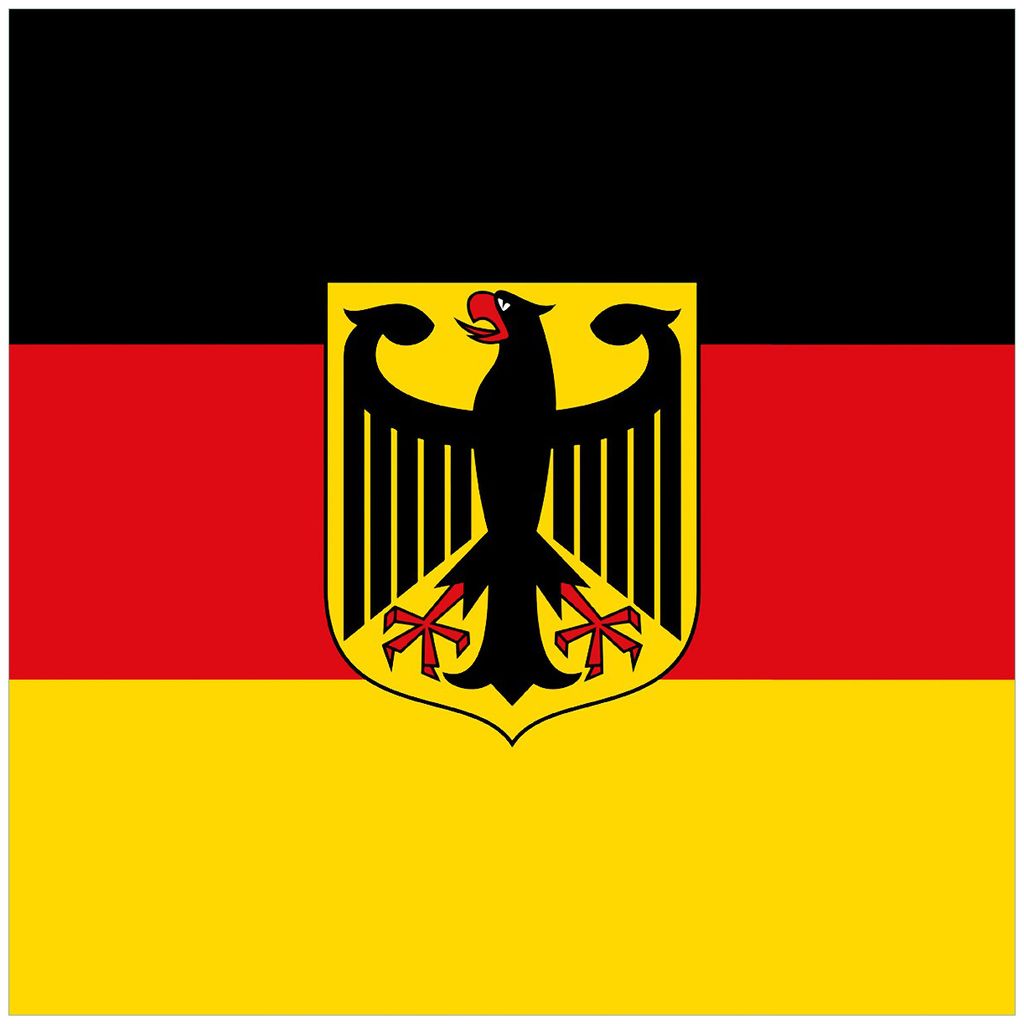 Wallario Magnet für Kühlschrank / Geschirrspüler, magnetisch haftende Folie - 60 x 60 cm, Motiv: Deutsche Flagge mit Wappen