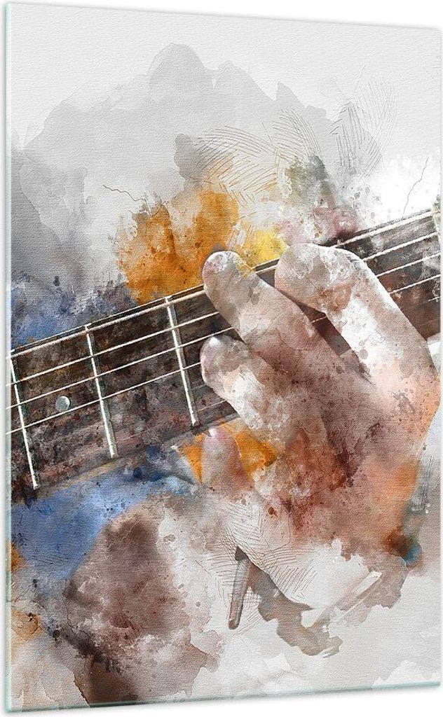 Bilder auf glas - Einteilig - Gitarre Musik - 70x100cm - Glasbilder - Wandbilder - Bilder - zum Aufhängen bereit - Wanddekoration aus Glas - Glas ...