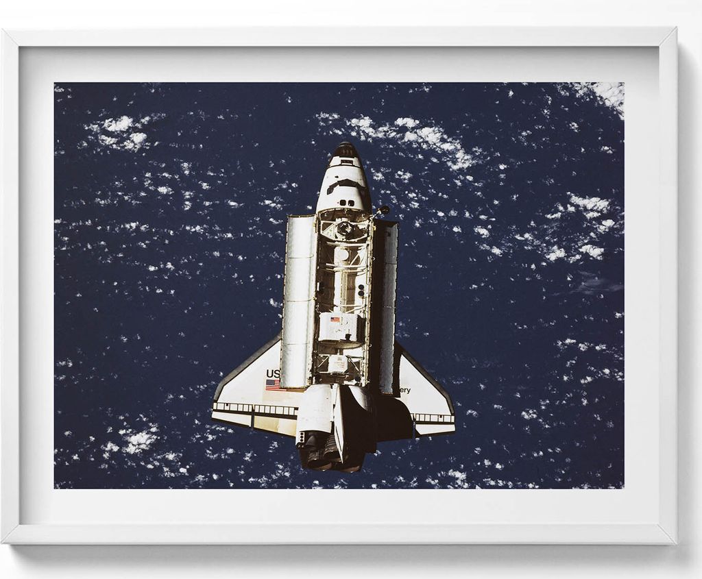 NASA-Raumschiff– Wandbild mit Rahmen – Gerahmtes Bild – Wanddekoration – 80x60 cm – Weiß Rahmen