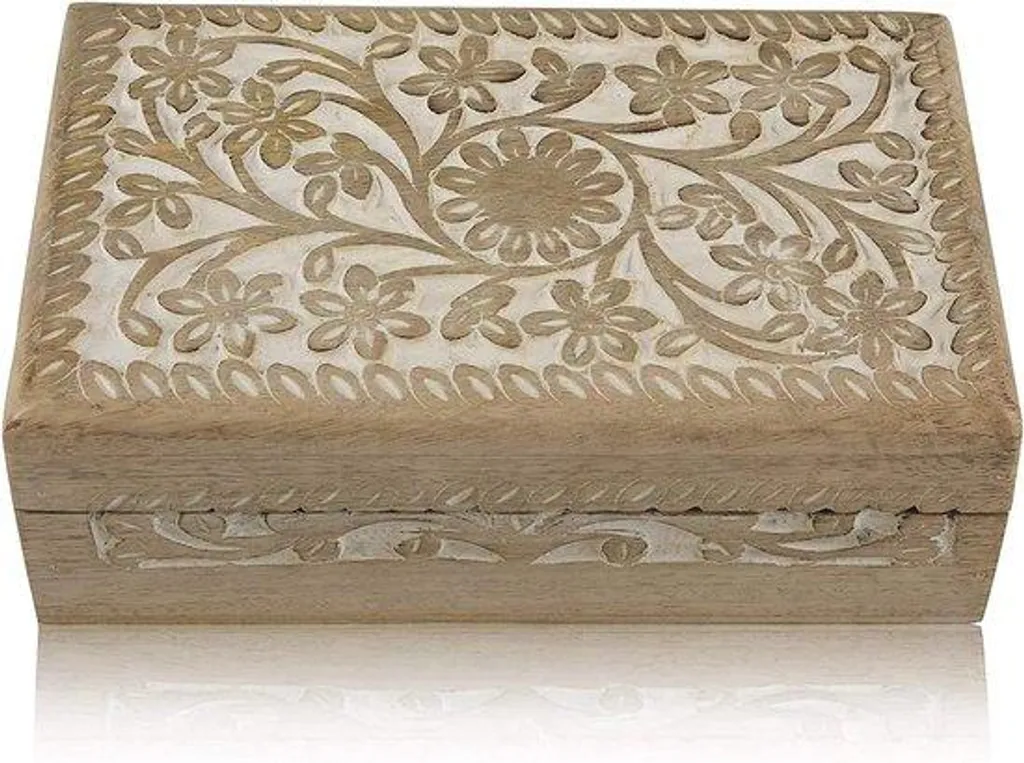 Boîte à bijoux en bois faite main - Coffret de rangement naturel 1 pièce