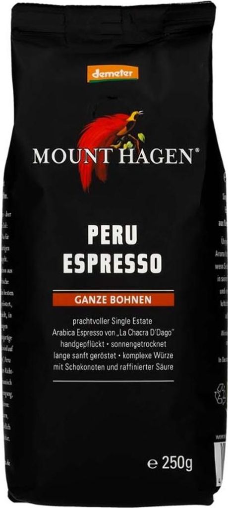 ARABICA-KAFFEEBOHNEN 100 % PERU ESPRESSO DEMETER 250 g - MOUNT HAGEN