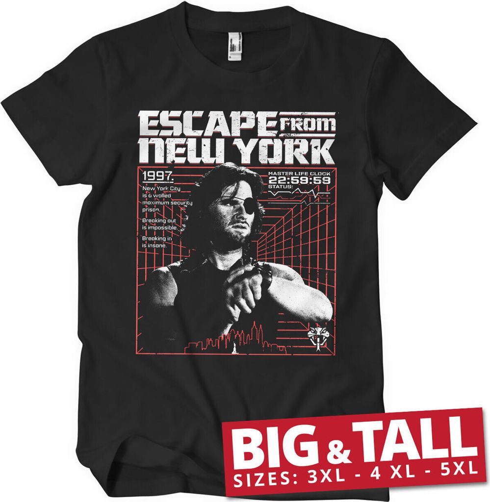 Escape From N.Y. 1997 Big & Tall T-Shirt - 3XL - Black
