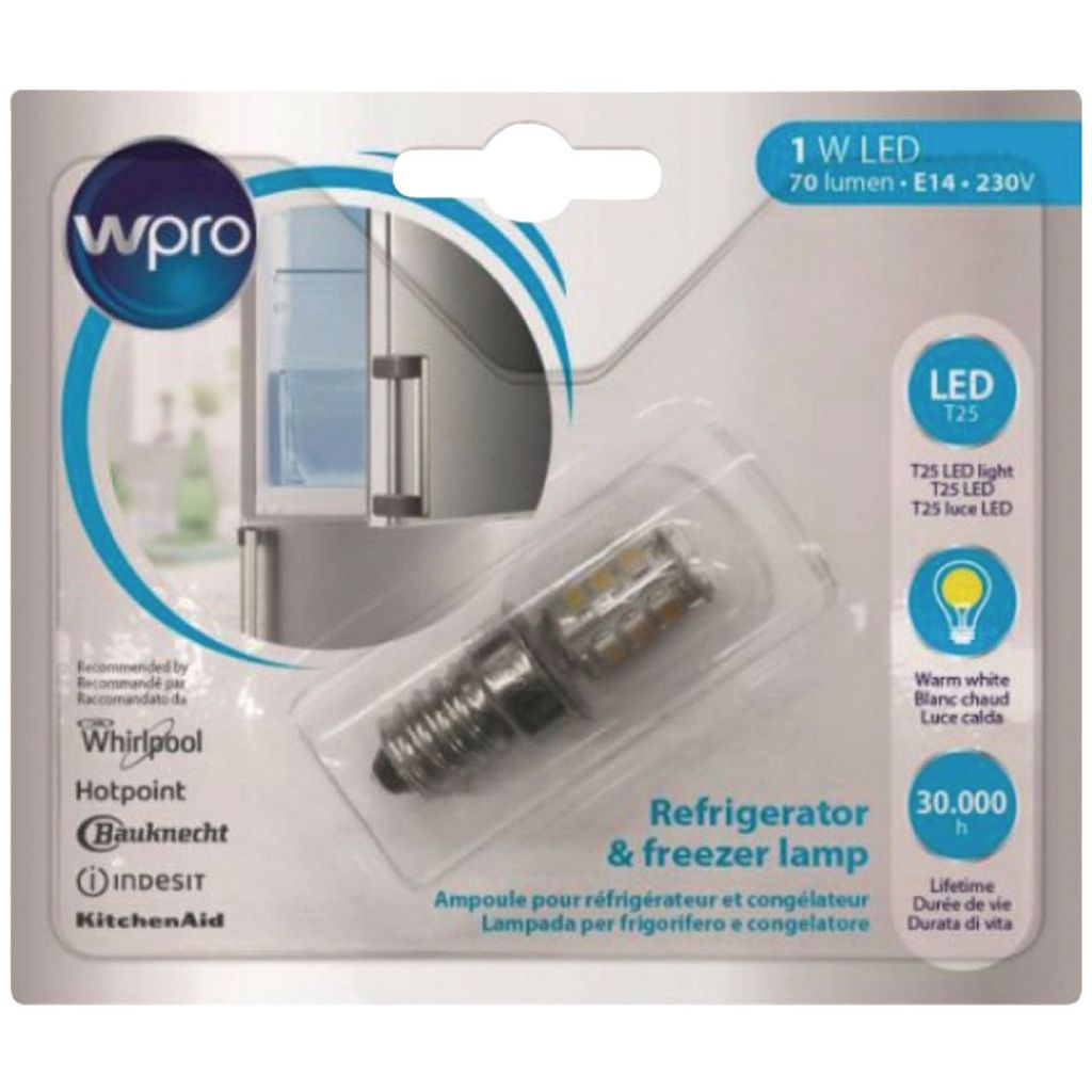 Wpro T25 1W 70LM E14 LED-Spezialleuchte fÃ1/4r Hausgeräte, Sockel E14, 1 Watt, Warmweiß,