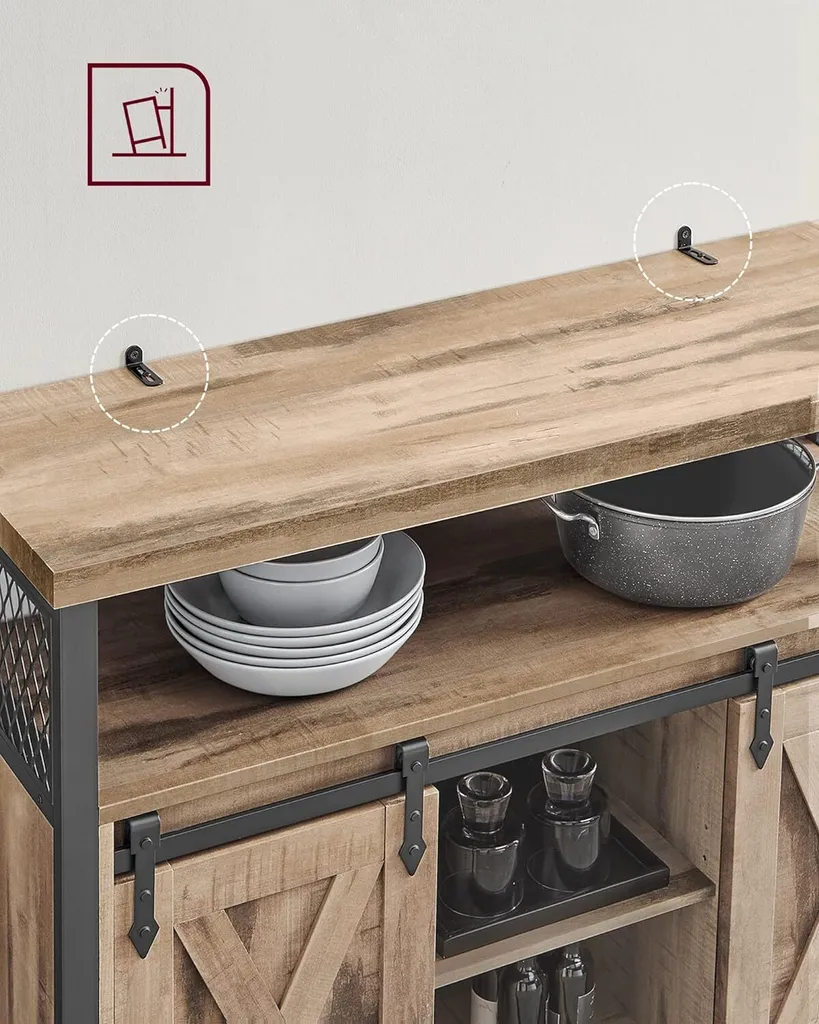 Commode Gain de Place pour Salon ou Cuisine avec Tablettes Ajustables - 7