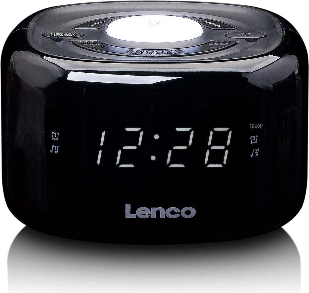 Lenco CR-12BK - Radiosveglia FM con luce notturna - Nero Immagine del prodotto 