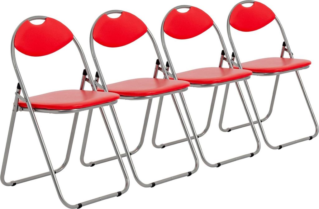Gepolsterte Klappstühle von Harbor Housewares, Rot/Silber, 4 Stück