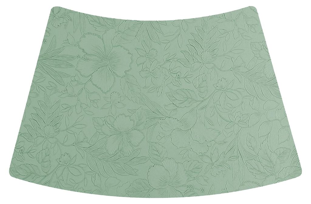 Tischsets aus Kunstleder, ölbeständig, im chinesischen Stil mit eingraviertem Blumenmuster, fächerförmig, Tischdekoration