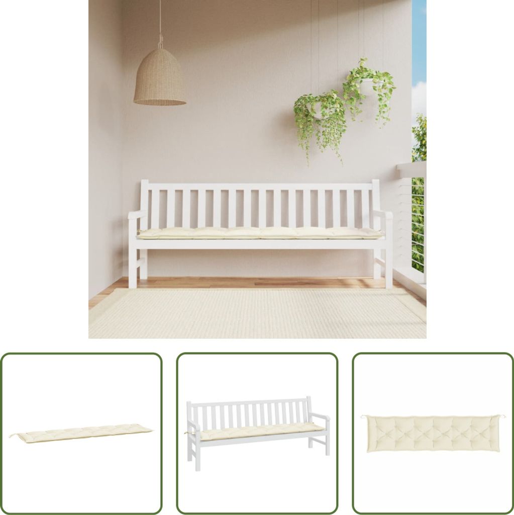 The Living Store Gartenbank-Auflage Creme 200x50x7 cm Oxford-Gewebe