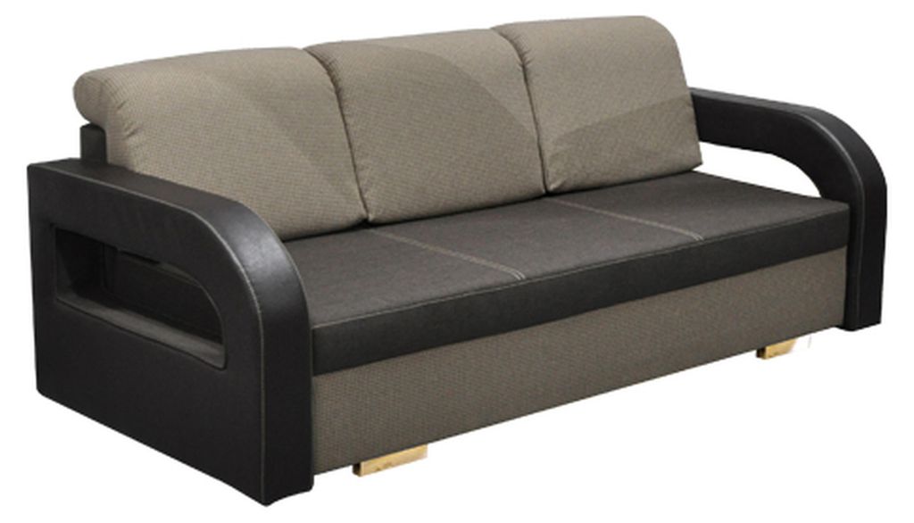 Schlafsofa Klappcouch 3-Sitzer Schlaffunktion + Bettkasten Couch Design Sofa