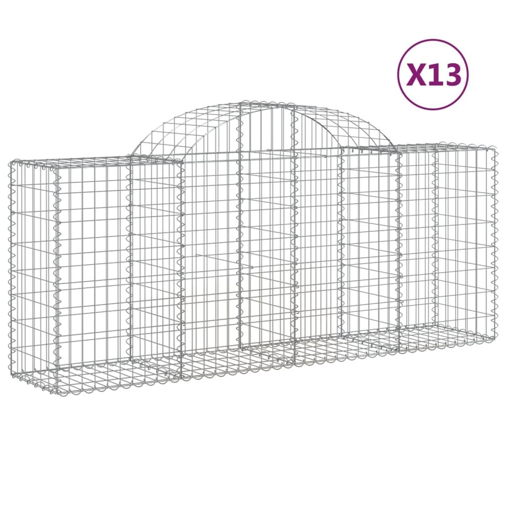 Gabionen mit Hochbogen 13 Stk. 200x50x80/100cm Verzinktes Eisen