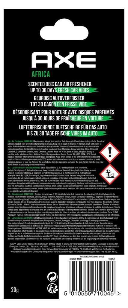 AXE deodorante per ambienti 3D da appendere Africa Immagine del prodotto 