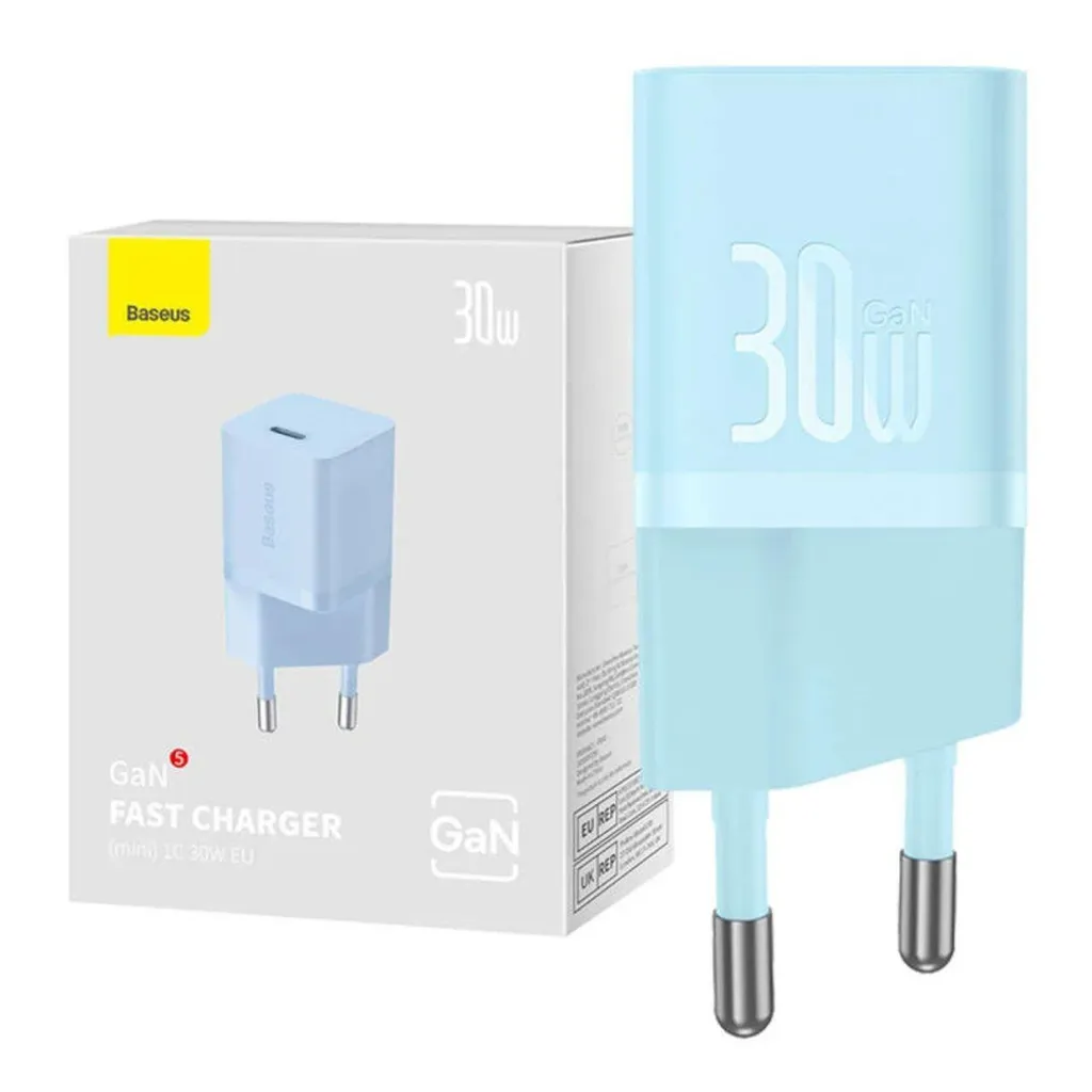Baseus Mini Chargeur GaN5 30W Bleu : Performance et Format Ultra Petit - 12