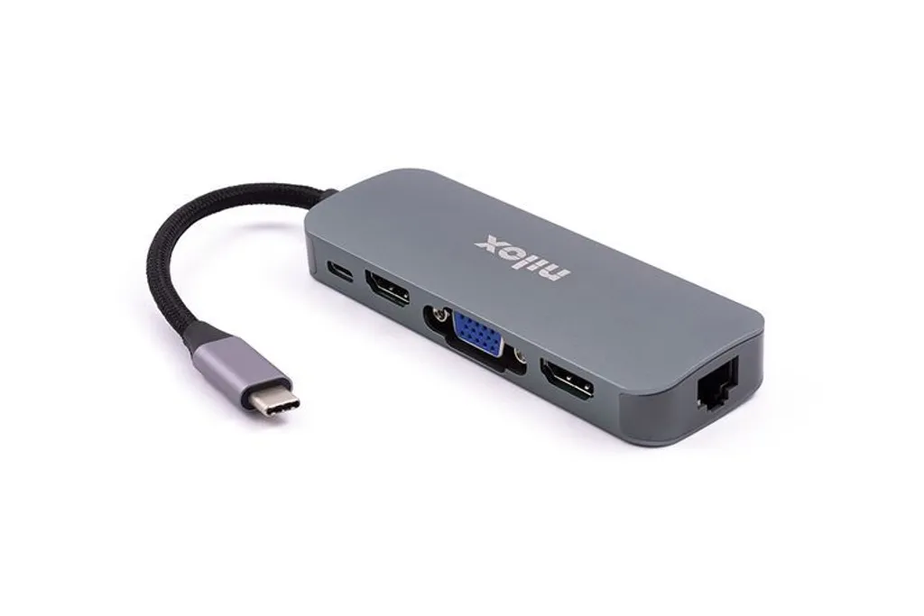Station Docking Nilox Aluminium USB-C PD, Ethernet et Triple Port USB