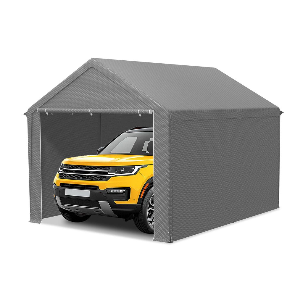 TRMLBE Carport 3x4 m Zeltgarage mit Abnehmbar Seitenwände Große Garagenzelt Lagerzelt UV-Schutz Windfest Winterfest Autozelt Unterstand, Grau