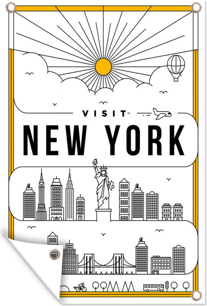 MuchoWow 40x60 cm Outdoor-Poster Gartendeko Sichtschutz Garten Poster für den Garten New York - Skyline - Freiheitsstatue