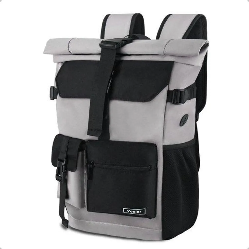 Grand sac à dos voyage 27L gris, spécial randonnée et laptop 17"