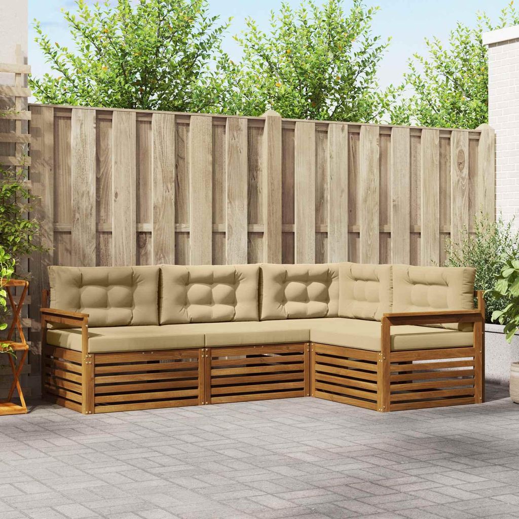 "Summerschlussverkauf"Outdoor-Sofagarnitur - CLORIS - Balkonmöbe/Sitzgruppe - mit Kissen 4 pcs - Moderne Design - Natur und Beige - Gartensofas DE...