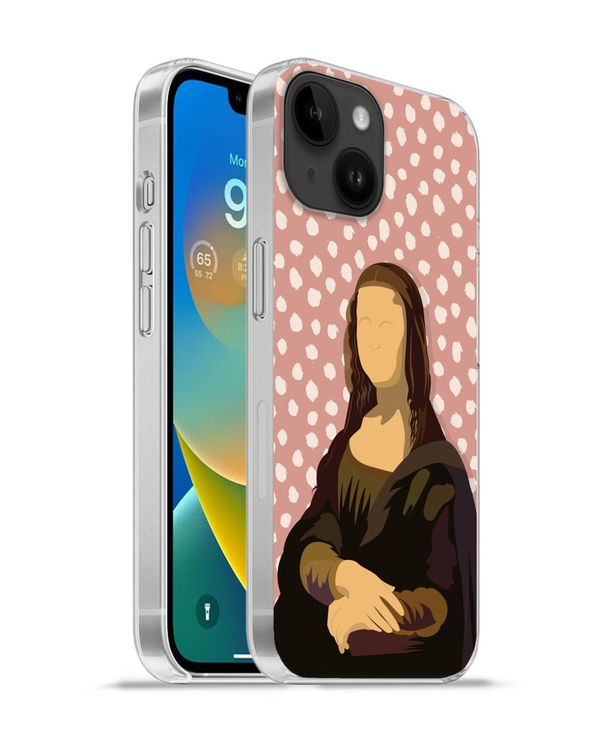 MuchoWow Handyhülle Schutzhülle Hülle für Apple iPhone 14 - Softcase Leonardo da Vinci - Alte Meister - Punkte - Vintage Silikon Softcase Han...