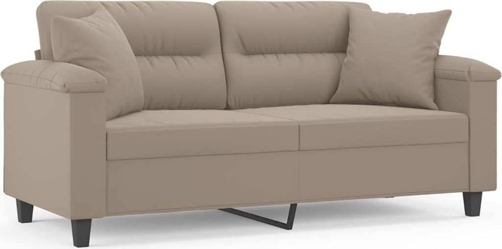 vidaXL 2-Sitzer-Sofa mit Kissen Taupe 140 cm Mikrofasergewebe