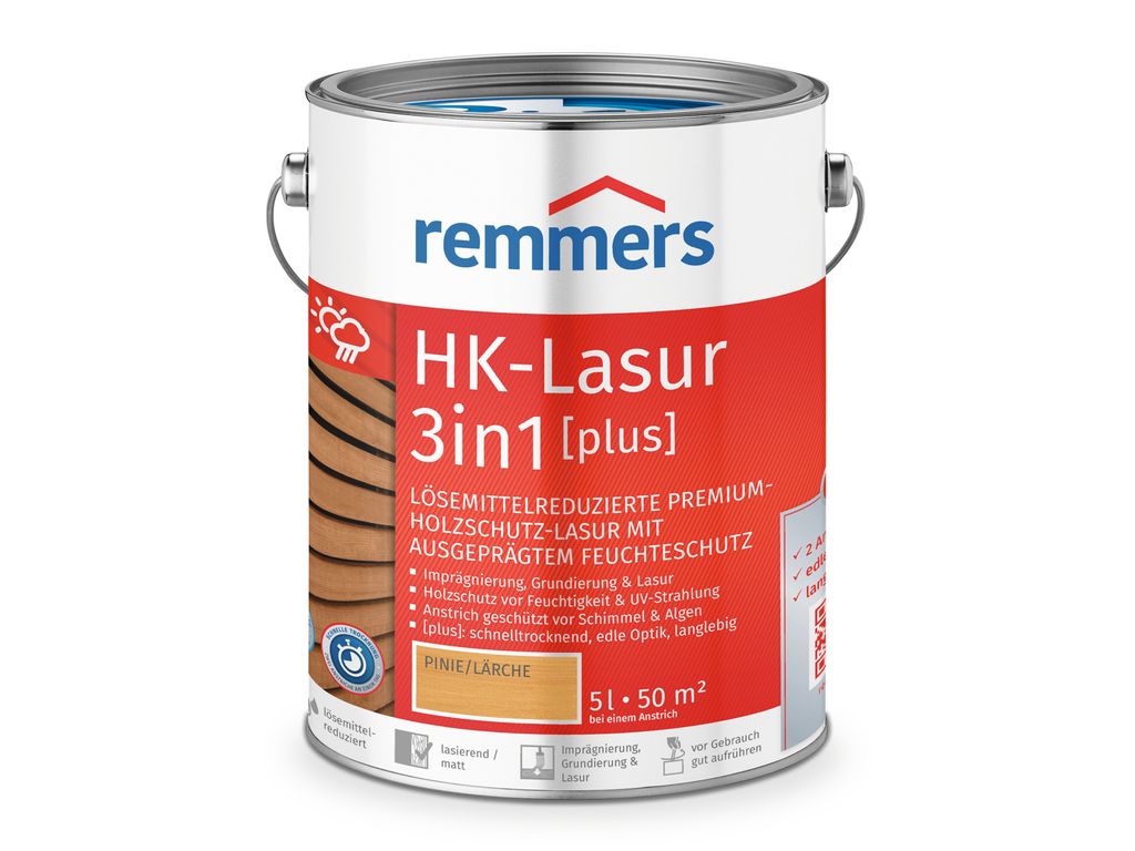 Remmers HK-Lasur 3in1 (plus) 5 L Eimer Pinie/Lärche RC-260 Immagine del prodotto 
