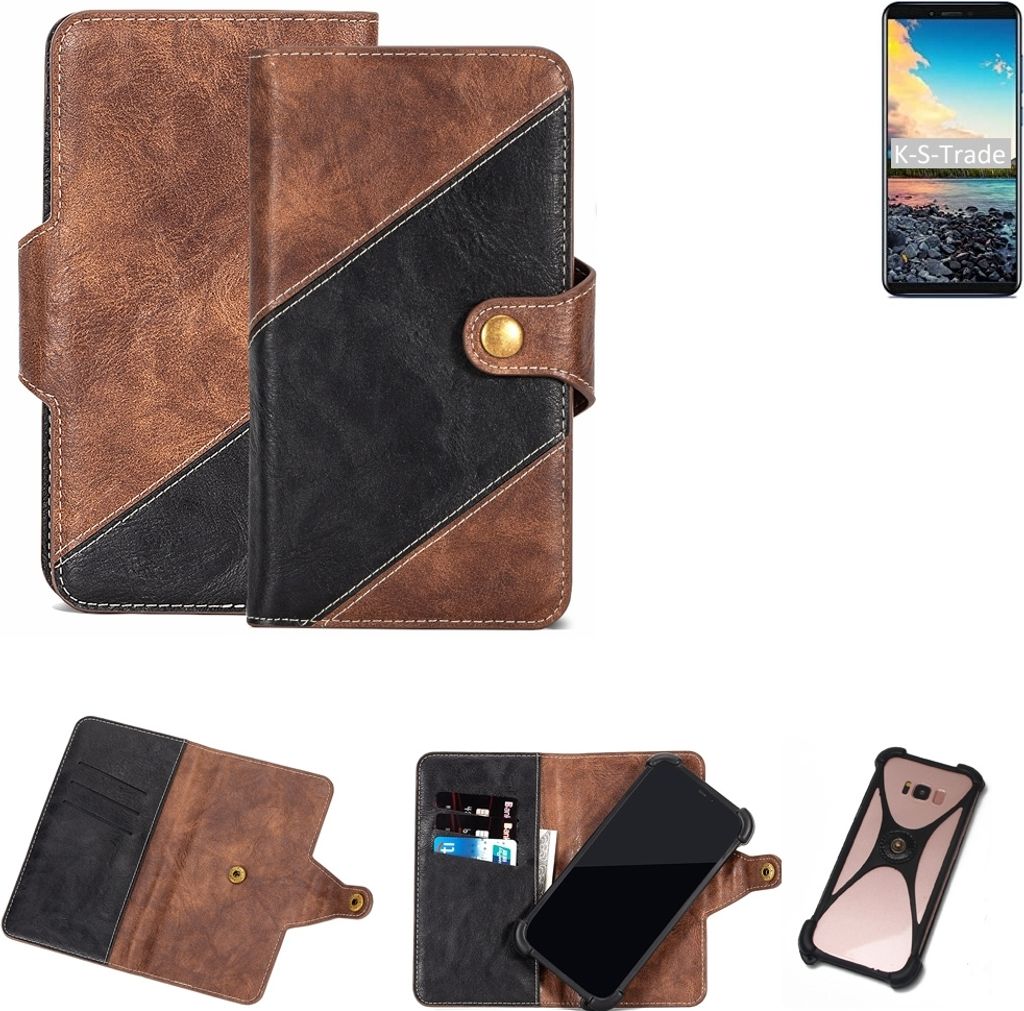 K-S-Trade Handy Hülle Schutz Hülle Schutzhülle Bookstyle Case kompatibel mit Vernee M6 Handy Cover Hülle Schutztasche 1x
