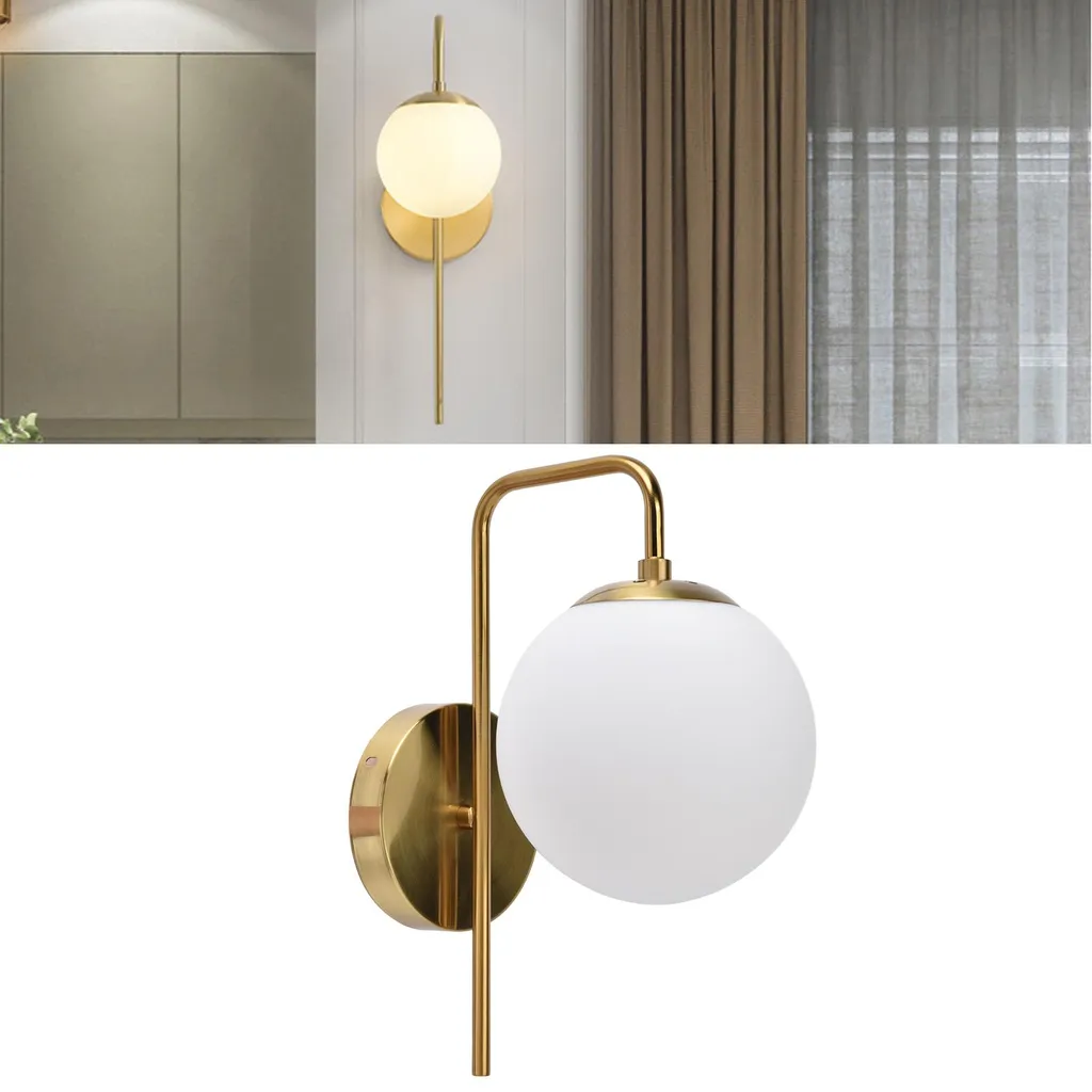 Applique Murale LED Nordic Modern E27 en Verre Givré pour Chambre