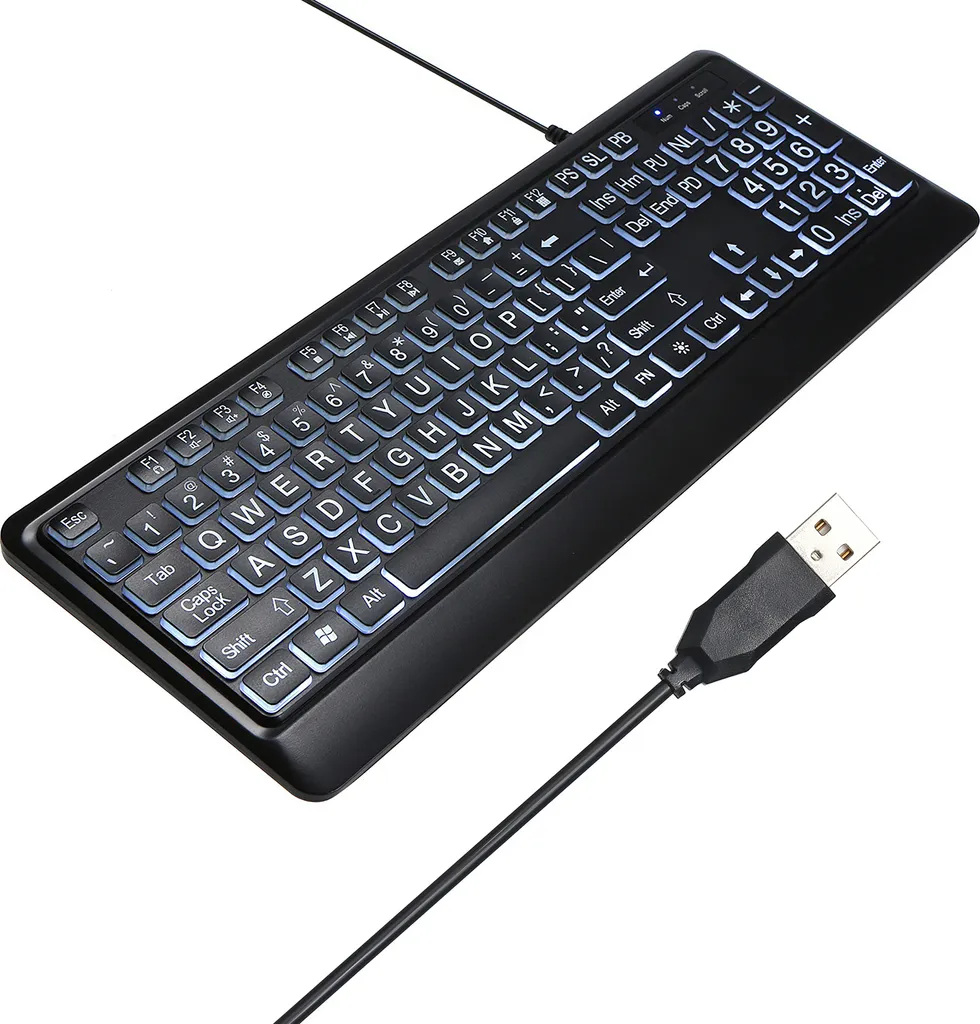 Clavier USB rétroéclairé à forte visibilité et touches grand format